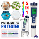 5-IN-1 Digital Water Quality Tester Waterproof pH TDS EC Temperature Meter Pool-1