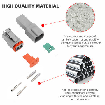 117PCS Deutsch Kit DT 2 Way Series Connector Plug Waterproof Auto Marine DT 2Pin - 0
