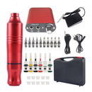 36PC Tattoo Kit Motor Pen Machine Gun Color Inks Power Supply Tattoo Needles Set Red-1