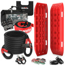 X-BULL Recovery Kit Kinetic Recovery Rope With 2PCS Recovery Tracks Gen2.0 Red-1
