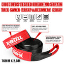 X-BULL Recovery Rope kit Snatch Strap Soft Shackles Hitch receiver Kinetic Tire Deflator-5