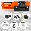 ZESUPER 12V Electric Winch 4500lb Synthetic Rope Boat Winch ATV Winch Trailer Winch 4WD-2