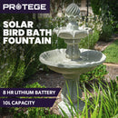 PROTEGE 3 Tier Solar Powered Water Feature Fountain Bird Bath - Light Grey-11