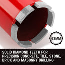 Baumr-AG Diamond Core Drill Bit 63mm Concrete Wet Dry Tile Stone Brick Marble 1-1/4 UNC-3