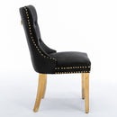 4x Velvet Dining Chairs with Golden Metal Legs-Black-12