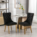 6x Velvet Dining Chairs with Golden Metal Legs-Black-2