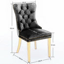 6x Velvet Dining Chairs with Golden Metal Legs-Black-6