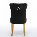 8x Velvet Dining Chairs with Golden Metal Legs-Black-5