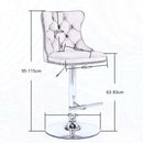 4x Height Adjustable Swivel Bar Stool Velvet Stud Barstool with Footrest and Chromed Base- Gray-9