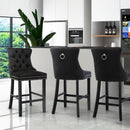 4X Velvet Bar Stools with Studs Trim Wooden Legs Tufted Dining Chairs Kitchen-12