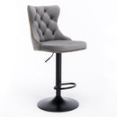 4x Height Adjustable Swivel Bar Stool Velvet Nailhead Barstool with Footrest-4
