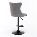 4x Height Adjustable Swivel Bar Stool Velvet Nailhead Barstool with Footrest-5