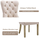 4x Velvet Dining Chairs Upholstered Tufted Kithcen Chair with Solid Wood Legs Stud Trim and Ring-Beige-11
