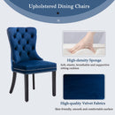 8x Velvet Dining Chairs Upholstered Tufted Kithcen Chair with Solid Wood Legs Stud Trim and Ring-Blue-8