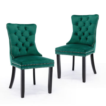 6x Velvet Dining Chairs- Green - 0