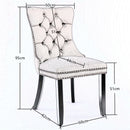 8x Velvet Dining Chairs Upholstered Tufted Kithcen Chair with Solid Wood Legs Stud Trim and Ring-Gray-7