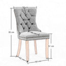 8x AADEN Modern Elegant Button-Tufted Upholstered Fabric with Studs Trim and Wooden legs Dining Side Chair-Beige-8