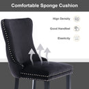 4x Velvet Upholstered Dining Tufted Chairs with Studs Trim and Solid Wood Legs-Black-13