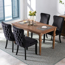 4x Velvet Upholstered Dining Tufted Chairs with Studs Trim and Solid Wood Legs-Black-15