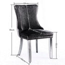 6x Velvet Upholstered Dining Tufted Chairs with Studs Trim and Solid Wood Legs-Black-8