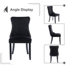 6x Velvet Upholstered Dining Tufted Chairs with Studs Trim and Solid Wood Legs-Black-13
