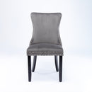 8x Velvet Upholstered Dining Chairs Tufted Wingback Side Chair with Studs Trim Solid Wood Legs for Kitchen-3