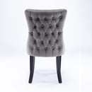 8x Velvet Upholstered Dining Chairs Tufted Wingback Side Chair with Studs Trim Solid Wood Legs for Kitchen-5
