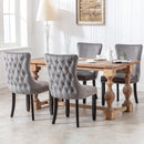 8x Velvet Upholstered Dining Chairs Tufted Wingback Side Chair with Studs Trim Solid Wood Legs for Kitchen-9