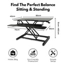 EKKIO Adjustable Standing Desk Riser with Gas Spring (Black)-7