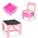 EKKIO 3PCS Kids Table and Chairs Set with Black Chalkboard (Pink)-5