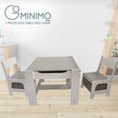 EKKIO 3PCS Kids Table and Chairs Set with Black Chalkboard (Grey)-2