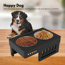 FLOOFI Elevated Raised Pet Feeder with Double Bowl (Black)-3