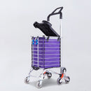 GOMINIMO Foldable Aluminum Shopping Trolley Cart with Wheels and Lids (Purple and Silver)-3