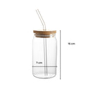 GOMINIMO 6 Pcs Clear Drinking Glasses with Bamboo Lids and Glass Straw(16 Oz )-9