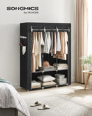 SONGMICS Clothes Wardrobe Portable Closet with Cover and 3 Hanging Rails Black-2