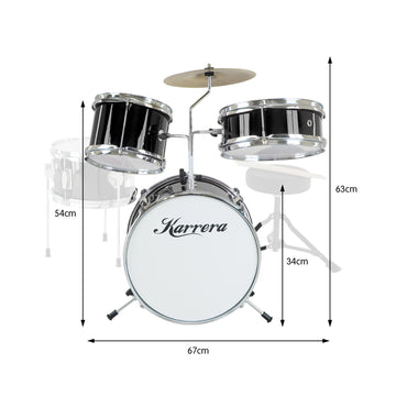 Karrera Children's 4pc Drum Kit - Black - 0