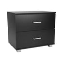 Sarantino Bedside Table Cabinet Storage Chest 2 Drawers Lamp Side Nightstand - Black-1