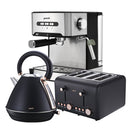 Pronti Toaster, Kettle & Coffee Machine Breakfast Set - Black-1
