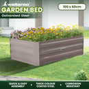 Wallaroo Garden Bed 100 x 60 x 30cm Galvanized Steel - Grey-9