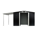 Wallaroo 6x8ft Zinc Steel Garden Shed with Open Storage - Black-1