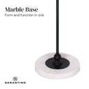 Sarantino Metal Floor Lamp with Marble Base & Ghost-White Shade-3