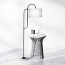 Sarantino Metal Floor Lamp with Marble Base & Ghost-White Shade-6