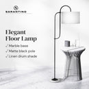Sarantino Metal Floor Lamp with Marble Base & Ghost-White Shade-7