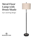 Sarantino Metal Floor Lamp with Cream Drum Shade-4
