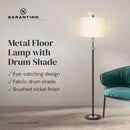 Sarantino Metal Floor Lamp with Cream Drum Shade-11