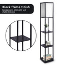 Sarantino Etagere Floor Lamp Shelves in Black Frame Fabric Shade-3