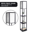 Sarantino Etagere Floor Lamp Shelves in Black Frame Fabric Shade-4