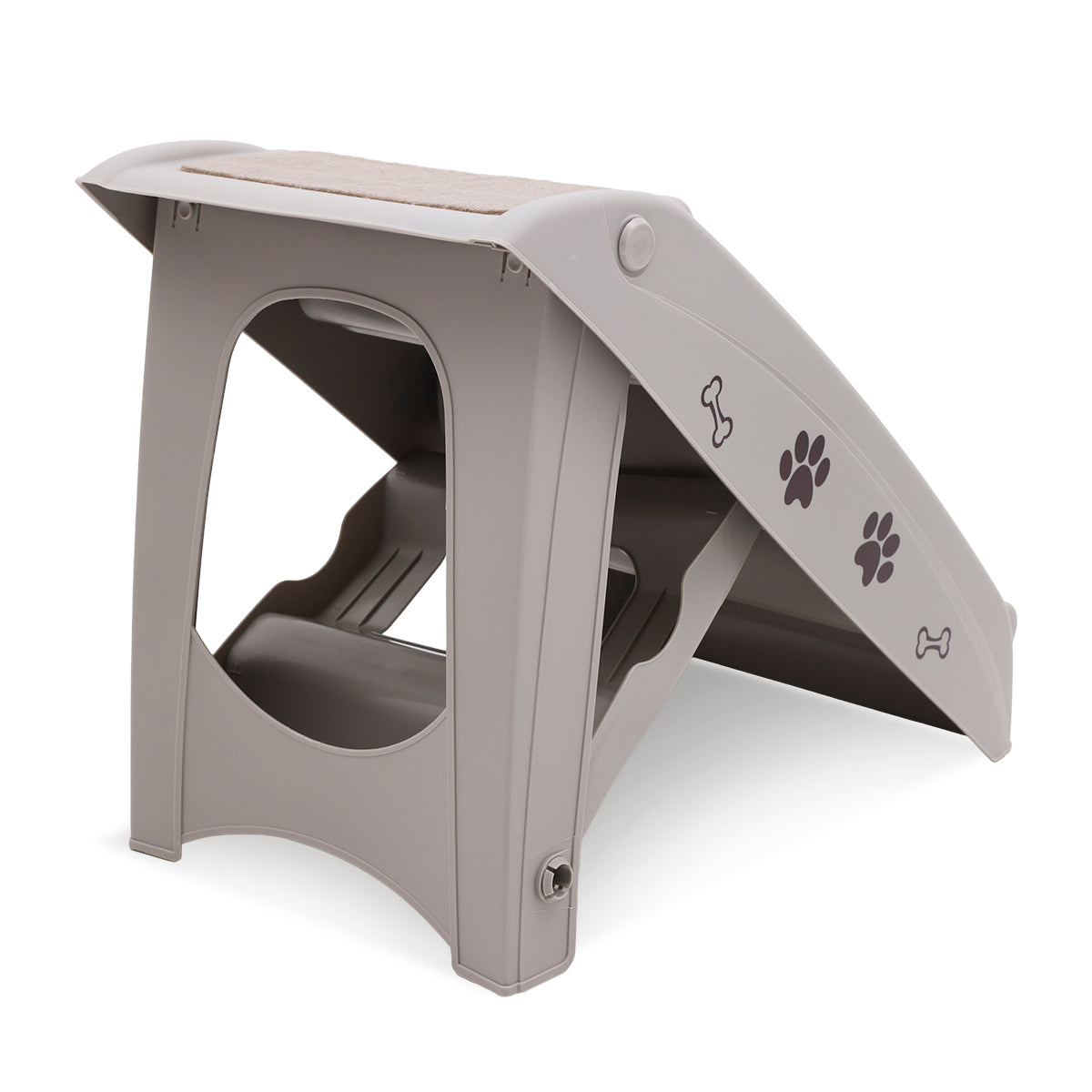 Furtastic Foldable Pet Stairs in Grey - 50cm Dog Ladder Cat Ramp with Non-Slip Mat for Indoor and Outdoor Use - 0