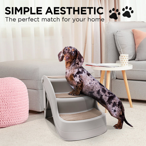 Furtastic Foldable Pet Stairs In Grey - 38cm Dog Ladder Cat Ramp