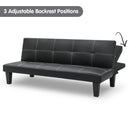 Sarantino 2 Seater Modular Faux Leather Fabric Sofa Bed Couch - Black-6